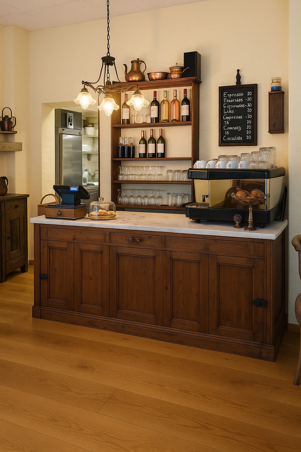 Bardisken hos Arno med italiensk vin og espressomaskin